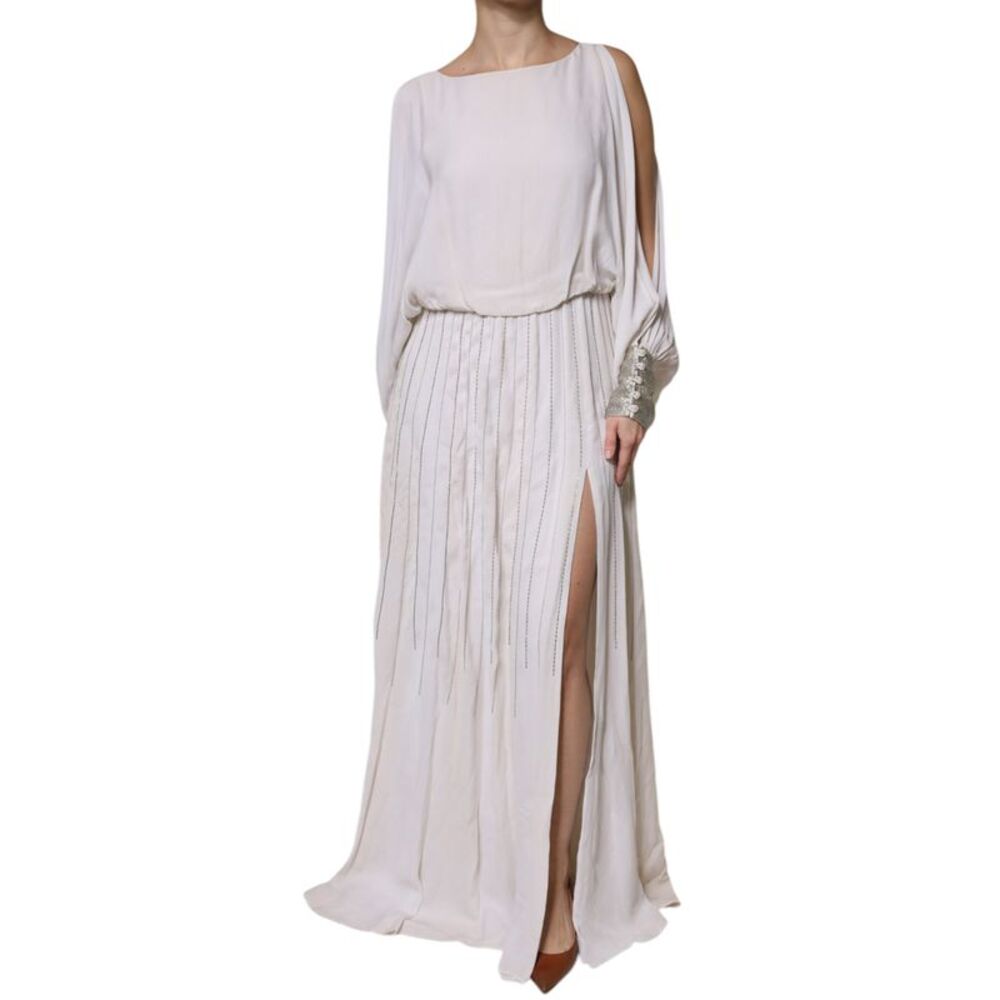 Christian Pellizzari Off White Embellished Long Maxi Women's Dress